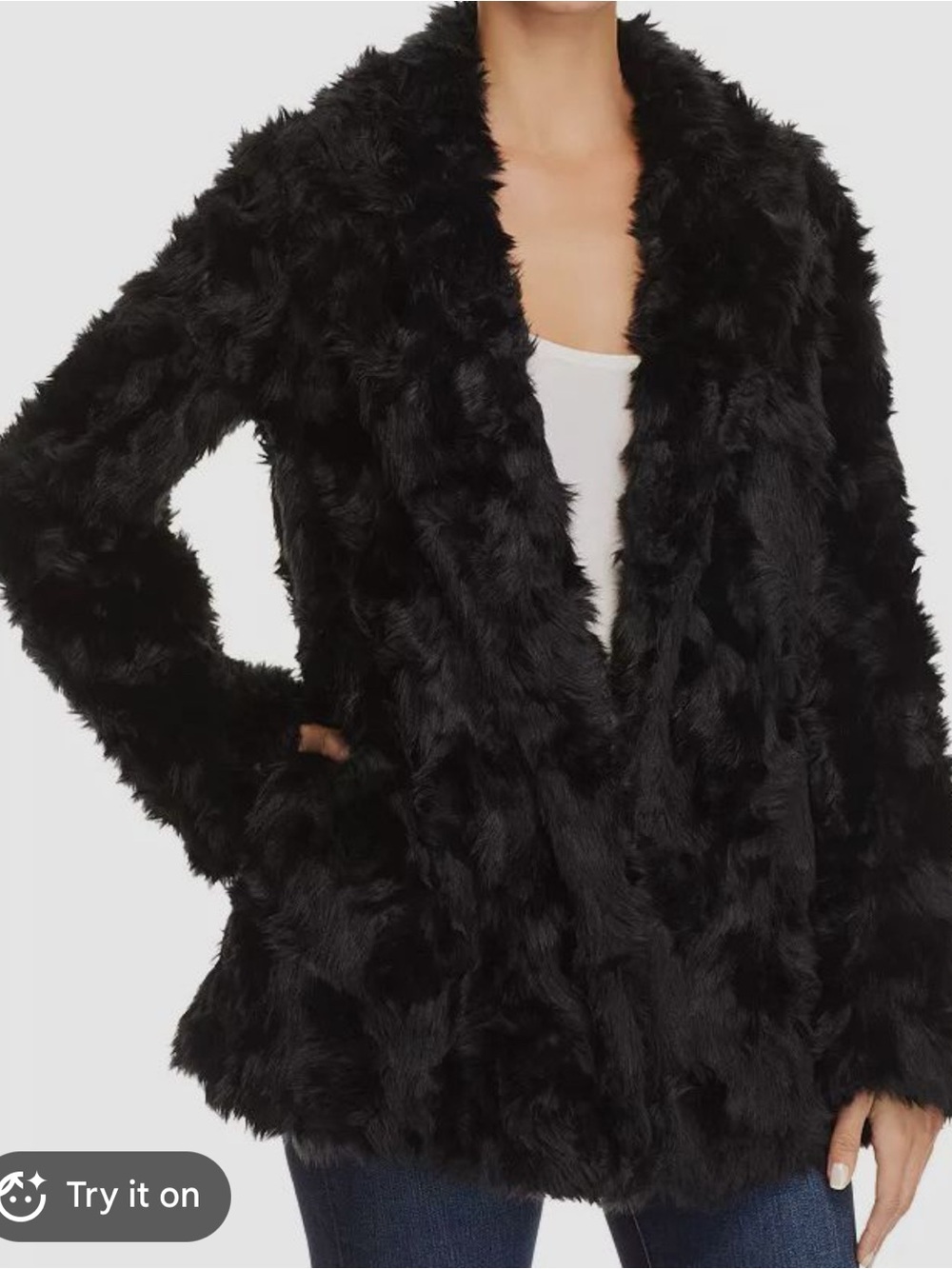 Theory Black Faux Fur coat